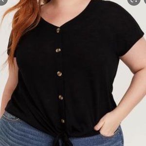 Black Knot Tie Button Down Top